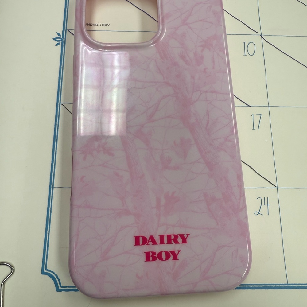 Dairy Boy iPhone 16pro max case pink camo